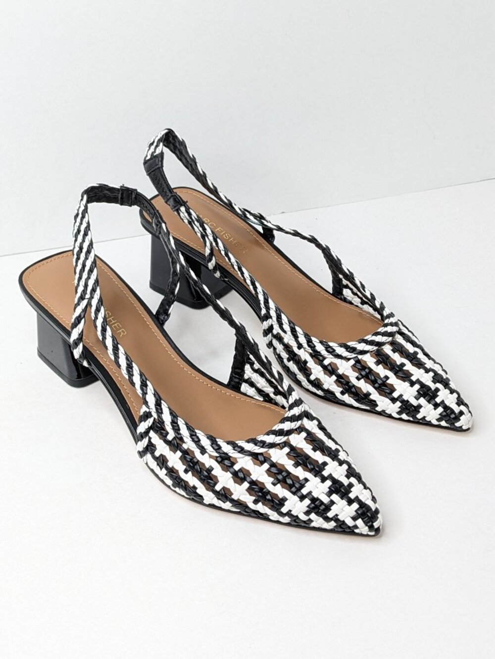 Marc Fisher Latiya Slingback Pumps Black White Womens 7